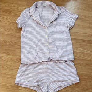 J. Crew Lavender & White Striped Pajama Set